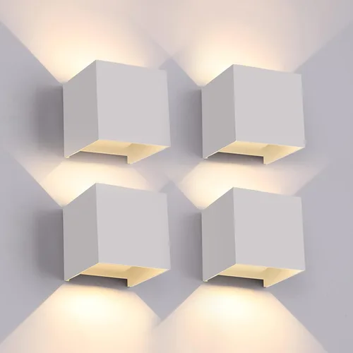 Miniatura 17 de Mille Lucciole Paquete de 2 lámparas de pared para exteriores de 12 W, para exteriores e interiores, apliques de pared LED blancos modernos, IP65