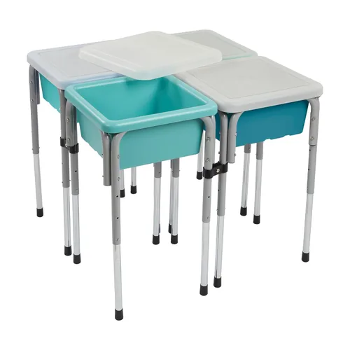 Miniatura 22 de ECR4Kids Mesa de juego ajustable para arena y agua de 4 estaciones, contenedores sensoriales, contemporánea