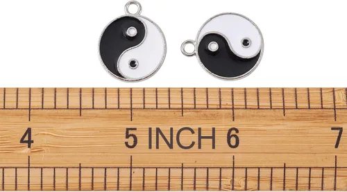 Miniatura 8 de KISSITTY 20 dijes de esmalte Yin Yang de 0.827 x 0.709 in, esmalte de doble cara para yoga, meditación, colgantes para aretes, collares, pulseras
