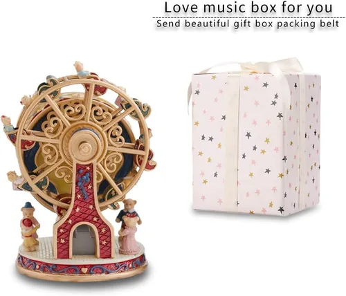 Miniatura 4 de LOVE FOR YOU Caja de música envuelta para regalo, decoración musical de oso de noria para niñas y niños, hermana, hijo, hija, mamá, nieta, abuela