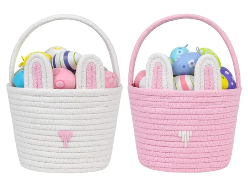 Miniatura 21 de CubesLand Cestas de Pascua para niños, juego de 2 cubos vacíos de conejo con asa, bolsas de cesta de caza de huevos de Pascua suaves y resistentes