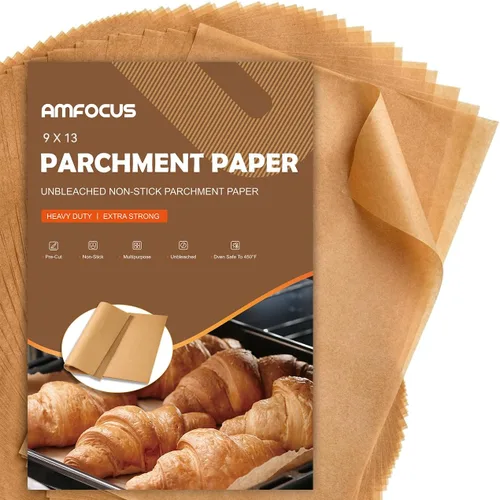 Miniatura 8 de Hojas de papel pergamino, 12 x 16 pulgadas, hojas de papel pergamino sin blanquear para hornear, precortadas, antiadherentes, para hornear, asar