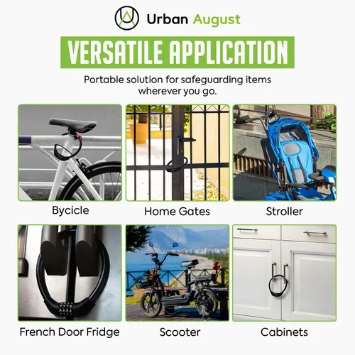 Miniatura 6 de Urban August Cerradura de refrigerador para niños y adultos, cerradura de refrigerador de 4 dígitos para refrigeradores de puerta francesa