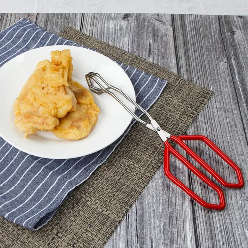 Miniatura 5 de MSY BIGSUNNY Pinzas de tijera de acero inoxidable, pinzas de cocina resistentes con asas suaves (1, rojo de 11 pulgadas)