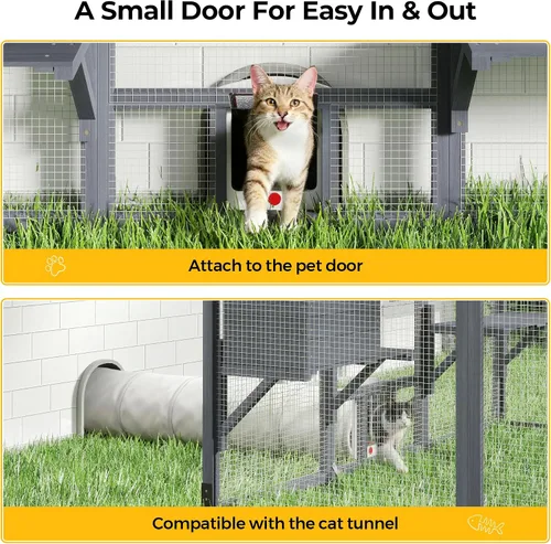 Miniatura 4 de COZIWOW Catio - Casa grande para gatos al aire libre, con conexión de ventana, resistente a la intemperie, condominio, plataforma, casa de animales