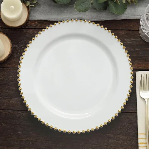 Miniatura 41 de Efavormart - Paquete de 10 platos de postre de plástico transparente rubor con borde de cuentas, platos redondos desechables para ensalada, 8
