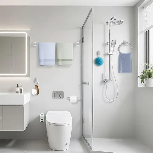 Miniatura 6 de TURS Juego de 5 Piezas de Accesorios de Ferretería de Baño de Níquel Cepillado, Juego de Barras para Toallas de Baño de Acero Inoxidable SUS304, Kit