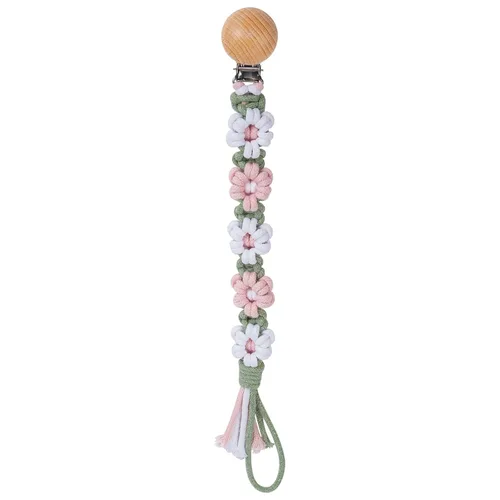Miniatura 22 de Clip para chupete para niños y niñas, diseño de margaritas florales, macramé, clip para chupete, correa bohemia de madera hecha a mano de algodón