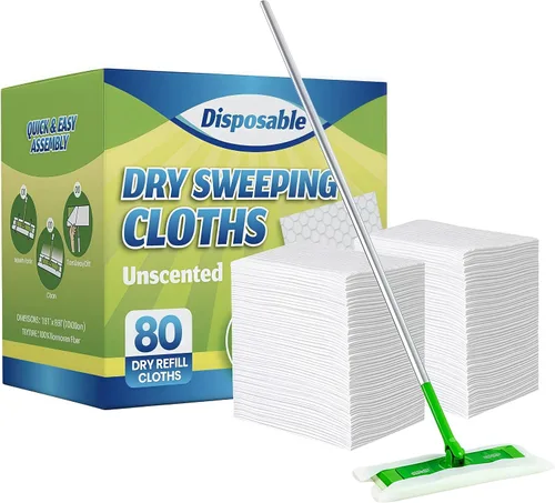 Miniatura 9 de Paños de barrido en seco, toallitas desechables para limpieza de suelos compatibles con Swiffer Sweeper, sin perfume, 7.87 x 11.81 pulgadas, total