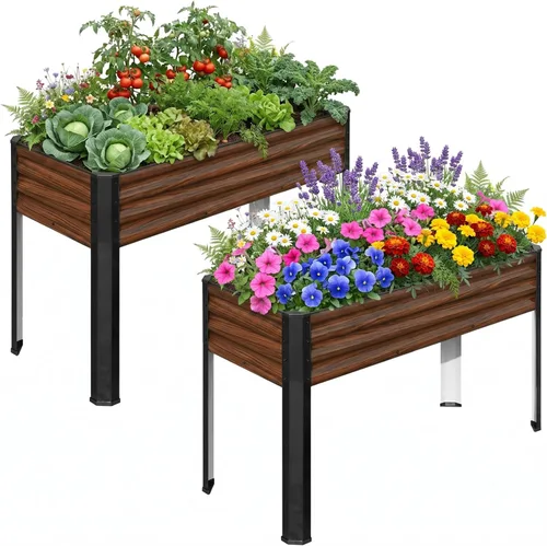 Miniatura 9 de SnugNiture Cama de jardín elevada con patas, 48 x 18 x 32 pulgadas, maceta elevada de metal para exteriores, patio trasero, balcón