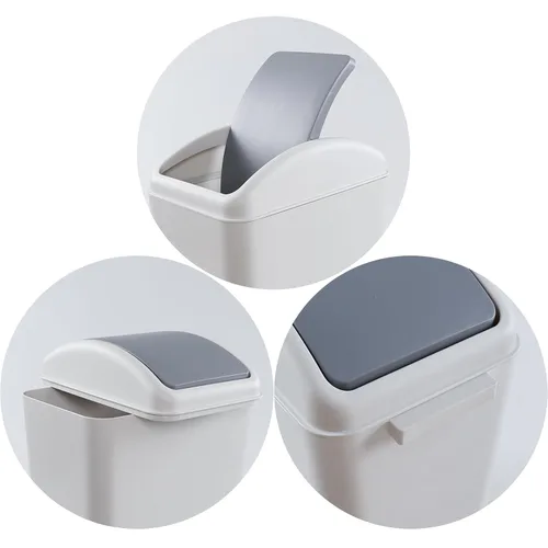 Miniatura 3 de 3 paquetes de basura de plástico de 4.5 galones con tapa abatible superior, cubo de basura para cocina, dormitorio, baño, color gris