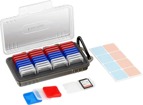 Miniatura 9 de Funda para tarjetas SD de 36 ranuras con 36 fundas individuales de plástico transparente para 36 tarjetas SD SDXC SDHC, resistente al agua