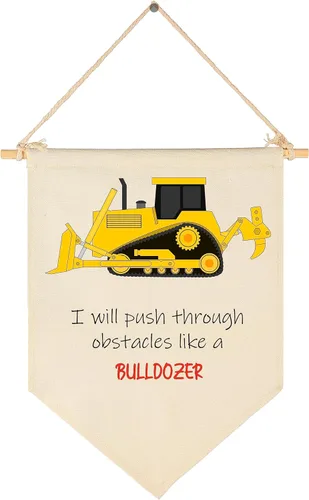 Miniatura 8 de Vehículo de construcción de transporte para pared, afirmaciones positivas para niños, decoración de bandera, regalo para bebés recién nacidos