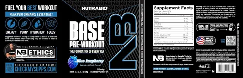 Miniatura 7 de NutraBio Base Pre-Entrenamiento Polvo 200mg Cafeína, Energía Sostenible, Enfoque, Resistencia, Bombeo, Sin Azúcar Preentrenamiento Limpio