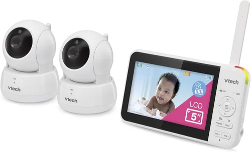 Miniatura 12 de VTech Monitor de bebé sin WiFi, pantalla de 5 pulgadas y zoom panorámico remoto para recién nacidos, a prueba de piratas, batería de 17 horas, rango