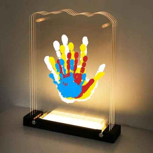 Miniatura 8 de Kit familiar de huellas de manos con luz, kit de mano y huella de bebé, regalos familiares para nuevos padres, Navidad, adopción, baby shower