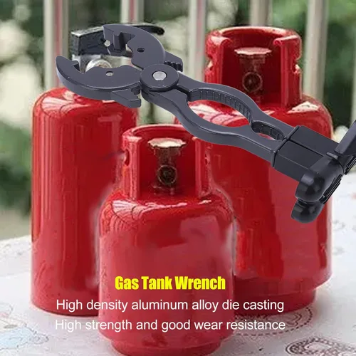 Miniatura 3 de Llave reguladora de gas universal para válvula reductora de presión de cilindro, herramienta negra ABS de aleación de aluminio ajustable para tanque