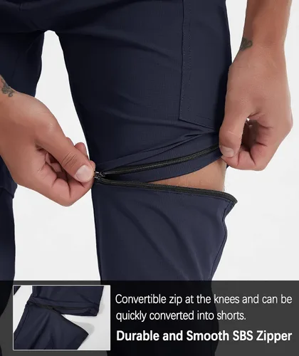 Miniatura 39 de Pantalones de senderismo para hombre, convertibles, con cremallera, ligeros, impermeables, de secado rápido, pesca al aire libre, viajes, safari