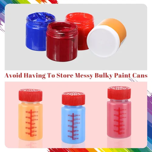 Miniatura 6 de Mumufy 60 botellas de pintura de retoque con pincel y tapa, botella vacía de retoque con bolas mezcladoras, capacidad de líquido de 2 onzas, Rojo