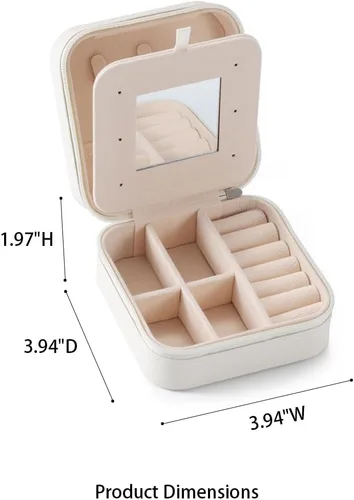 Miniatura 6 de Pequeño joyero de viaje portátil, organizador de joyas de viaje, soporte portátil de almacenamiento de joyas para anillos, aretes, collares, regalos