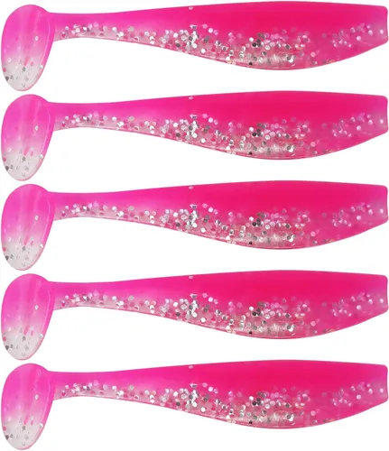 Miniatura 10 de MAFIMOEA - 50 señuelos de pesca suaves de plástico para cola de paleta, kit de cebos de natación para lubina, trucha, lucioperca, crappie, 5