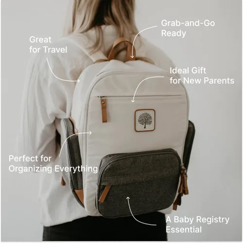 Miniatura 5 de Parker - Mochila para pañales con cremallera completa y bolsillos aislados, color crema