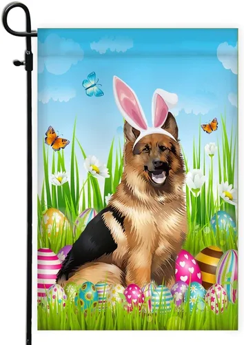 Miniatura 22 de Beagle Happy Easter Day Holiday Flag Funny Dog Wear Bunny Ears Headband Cute for Home Decor (12" x 18") USA Garden Flag Premium Decorative Yard