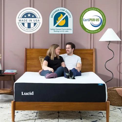 Miniatura 3 de Lucid Colchón de espuma viscoelástica de 14 pulgadas, sensación media firme, impregnado con carbón de bambú refrescante y gel refrescante, cama