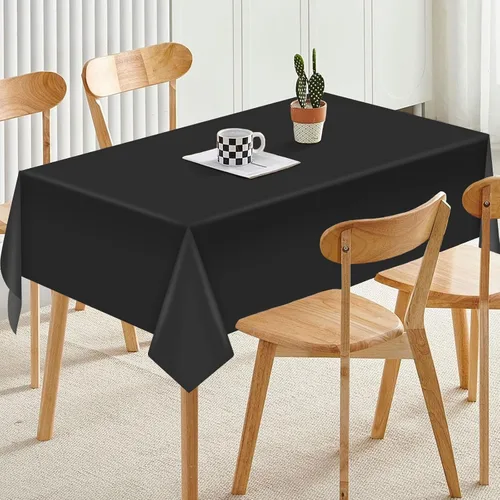 Miniatura 4 de Hxezoc Mantel de plástico desechable negro, 54 x 108 pulgadas, impermeable, para bodas, fiestas de cumpleaños, baby shower, suministros de fiesta