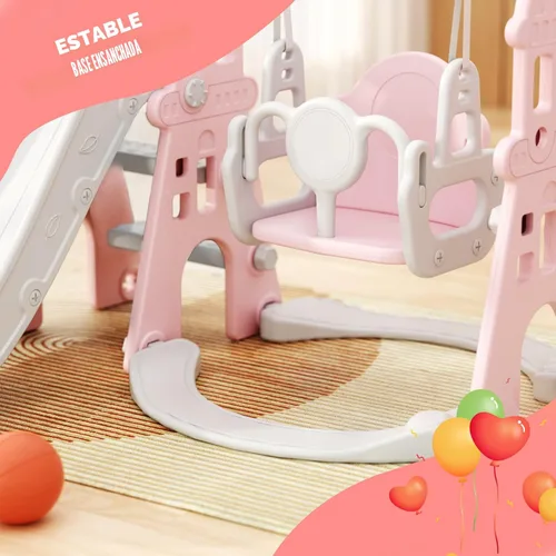Miniatura 4 de YUFU Juego de Tobogán y Columpio 4 en 1 para Niños Pequeños, Tobogán para Niños con Escalador, Columpio, Aro de Baloncesto, Juego