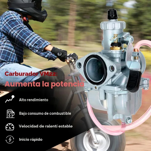 Miniatura 2 de FVRITO - Conjunto de carburador, acelerador y jets principales VM22 de 26 mm, para minimoto y Go Kart, piezas de rendimiento