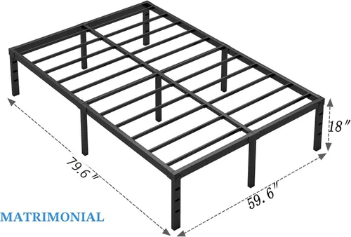 Miniatura 3 de NEW JETO - Base de cama metálica, base de cama tamaño Queen con espacio de almacenamiento, base de colchón resistente y robusta, fácil montaje,