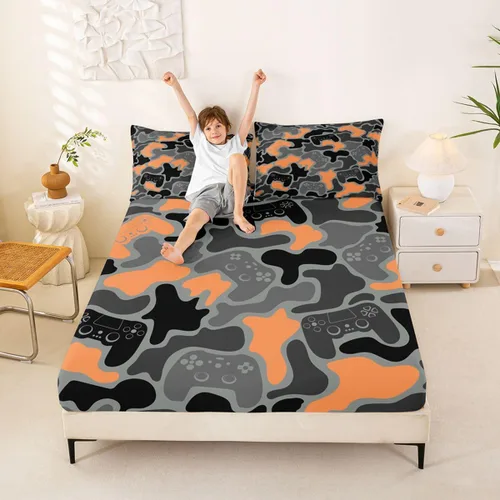 Miniatura 57 de Erosebridal Camouflage Sheets for Boys Girls Game Console Fitted Sheet,3D Gamer Controller Kids Bedding Sets Army Camo Bed Sets Twin 2 Piece