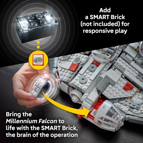 Miniatura 6 de LEGO Star Wars SMART Play: Millennium Falcon Starship Building Toy para niños, juego compatible con 4 etiquetas inteligentes y 4 minifiguras, regalo