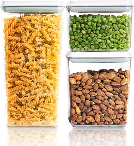Miniatura 51 de Recipientes Herméticos Pop Apilables - Paquete de 2 Recipientes de Almacenamiento de Cereales con Tapas Herméticas, Recipientes Pop Up a Prueba