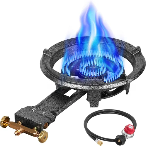 Miniatura 9 de LLAMA VIVA Quemador de propano, estufa de gas de una hornilla de alta presión de 100,000 BTU con bolsa de agua y manguera ajustable de 4.1 pies