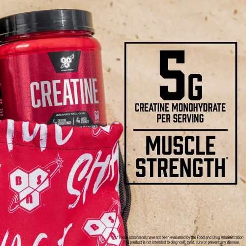 Miniatura 3 de BSN Creatina Micronizada Monohidrato en Polvo, Polvo de Creatina Sin Sabor, Micronizada, Apoya la Construcción Muscular, Apoya la Fuerza Muscular
