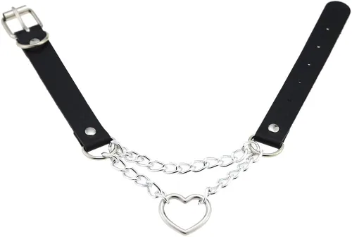 Miniatura 5 de MUGEER BTY Gargantilla de piel con forma de corazón gótico, Punk, Rock. Gargantilla y collares