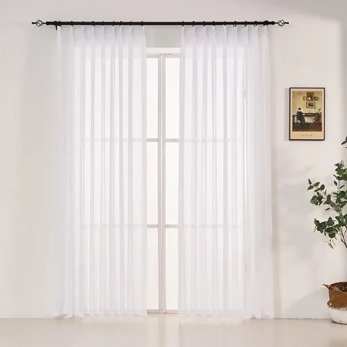 Miniatura 9 de Cortinas traslúcidas blancas con pliegues elegantes de 84 pulgadas, 1 panel, cortinas plisadas para sala de estar, puerta corrediza de vidrio