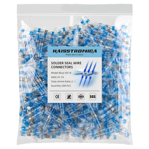 haisstronica 500 conectores de alambre con sello de soldadura, impermeables, termorretráctiles, terminales para embarcaciones, electricidad,