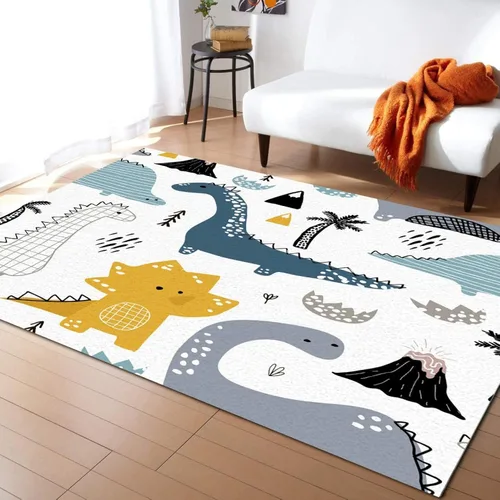 Miniatura 22 de Alfombra de área con diseño de dibujos animados en acuarela, estilo bohemio de mediados de siglo, con diseño de hojas de palmera tropicales, suave
