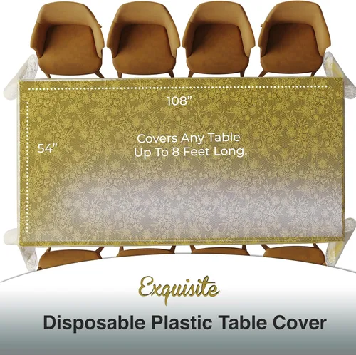 Miniatura 3 de Exquisite Mantel rectangular de plástico de encaje, paquete de 12 manteles de encaje rectangulares de 54 x 108 pulgadas, mantel floral transparente