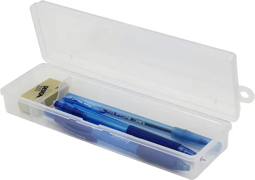 Creative Hobbies® Mini caja de almacenamiento de polipropileno transparente con tapa con bisagras y cierre a presión, para lápices, bolígrafos,