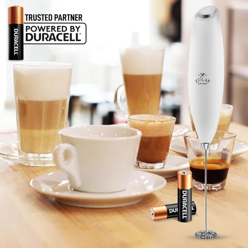 Miniatura 18 de Zulay Kitchen FrothMate Potente espumador de leche portátil y compacto para hacer espuma de mano, lattes, capuchinos Plateado transparente