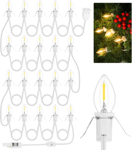 Miniatura 11 de Paquete de 1 cable de accesorio con 4 bombillas LED y toma de corriente de luz de pueblo de Navidad, cable de luz de molde de soplado de 8.9 pies