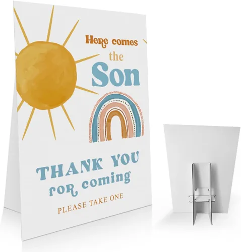 Miniatura 8 de Letrero para baby shower con texto en inglés «Here Comes the Son» de 8 x 11 pulgadas, «Babies are Sweet Please Take a Treat», letrero de baby shower
