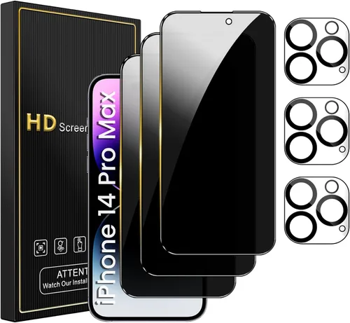 Miniatura 15 de Romkasi Paquete de 3 protectores de pantalla de privacidad para iPhone 11 de 6.1 pulgadas con 3 protectores de lente de cámara, película de vidrio