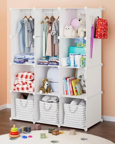 Miniatura 9 de CUBEDIY Organizador de Armario para Bebé para Guardería - Armario Ropero Duradero para Bebé para Closet - Estantes de Cómoda Personalizables