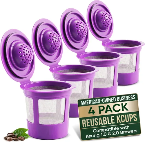 Cápsulas de filtro de café reutilizables K Cups para máquinas Keurig 1.0 y 2.0 – K-Cup recargable se adapta a K-Duo, K-Classic, K-Elite, K-Select,