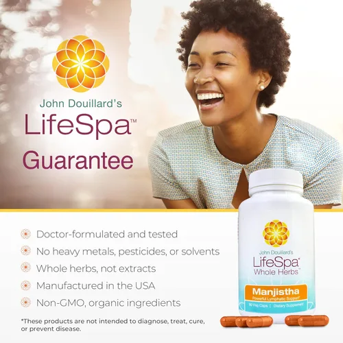 Miniatura 5 de LifeSpa Cápsulas Manjistha de hierbas enteras Limpieza del hígado Multivitamínico vegano para apoyo linfático y desintoxicación hepática 90